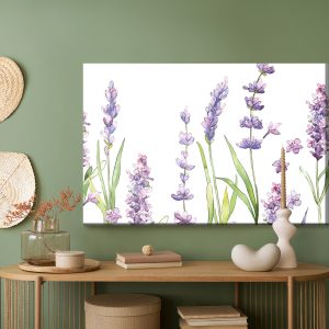 Peinture sur toile Fleurs De Lavande Aquarelle Sur Fond Blanc – Image 5