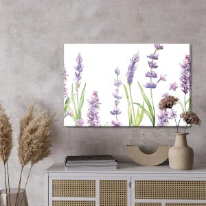 Peinture sur toile Fleurs De Lavande Aquarelle Sur Fond Blanc – Image 3