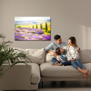 Peinture sur toile Champ De Lavande En Fleurs Avec Un Effet 3D – Image 7
