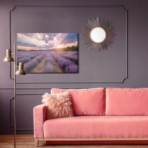 Peinture sur toile Champ De Lavande Au Coucher Du Soleil – Image 4