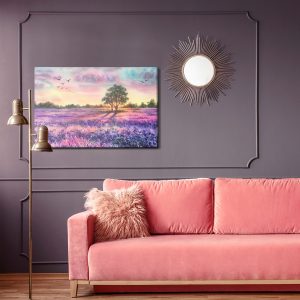 Peinture sur toile Paysage De Lavande Peint À L'aquarelle – Image 4