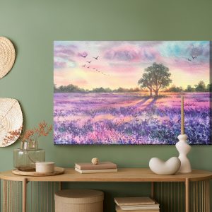 Peinture sur toile Paysage De Lavande Peint À L'aquarelle – Image 5