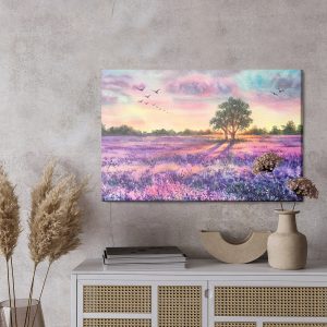 Peinture sur toile Paysage De Lavande Peint À L'aquarelle – Image 3