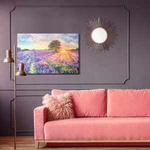 Peinture sur toile Paysage De Lavande Peint À L'aquarelle – Image 4