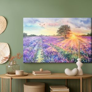 Peinture sur toile Paysage De Lavande Peint À L'aquarelle – Image 5