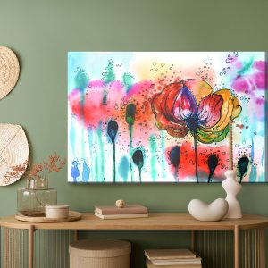 Peinture sur toile Coquelicots Aquarelles Colorées – Image 5