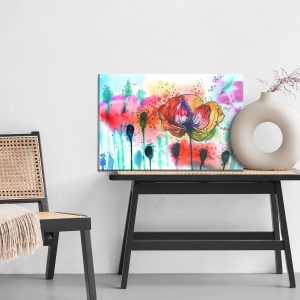 Peinture sur toile Coquelicots Aquarelles Colorées – Image 6