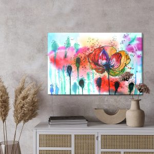 Peinture sur toile Coquelicots Aquarelles Colorées – Image 3