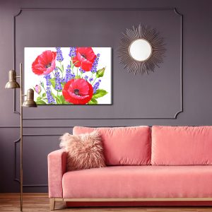 Peinture sur toile Bouquet De Coquelicots Et De Lavande – Image 4
