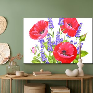 Peinture sur toile Bouquet De Coquelicots Et De Lavande – Image 5