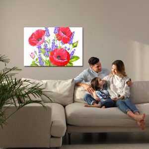 Peinture sur toile Bouquet De Coquelicots Et De Lavande – Image 7