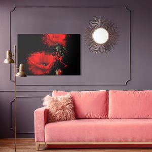 Peinture sur toile Coquelicots Rouges Sur Fond Noir – Image 4