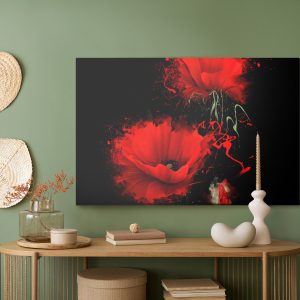 Peinture sur toile Coquelicots Rouges Sur Fond Noir – Image 5