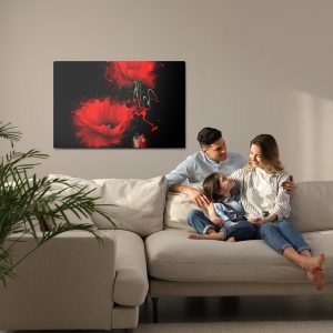 Peinture sur toile Coquelicots Rouges Sur Fond Noir – Image 7