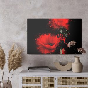 Peinture sur toile Coquelicots Rouges Sur Fond Noir – Image 3