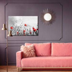 Peinture sur toile Coquelicots Rouges Sur Fond Noir Et Blanc – Image 4