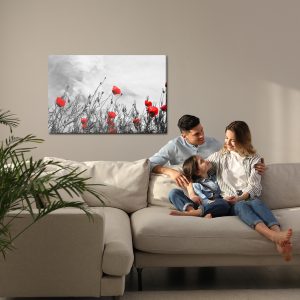 Peinture sur toile Coquelicots Rouges Sur Fond Noir Et Blanc – Image 7