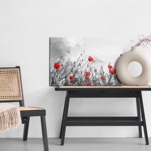 Peinture sur toile Coquelicots Rouges Sur Fond Noir Et Blanc – Image 6