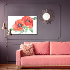 Peinture sur toile Coquelicots Rouges Peints À L'aquarelle – Image 4