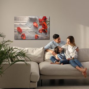 Peinture sur toile Coquelicots Rouges Sur Fond De Vieilles Planches – Image 7