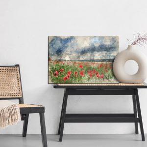 Peinture sur toile Paysage Aquarelle Avec Coquelicots – Image 6
