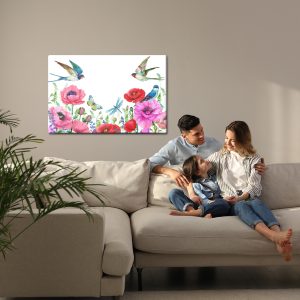 Peinture sur toile Coquelicots Et Hirondelles Aquarelles – Image 7