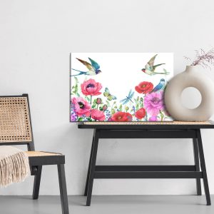 Peinture sur toile Coquelicots Et Hirondelles Aquarelles – Image 6
