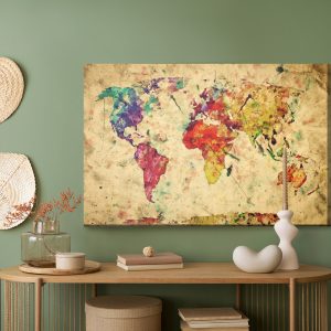 Peinture sur toile Carte Du Monde Vintage – Image 5