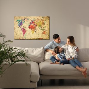 Peinture sur toile Carte Du Monde Vintage – Image 7
