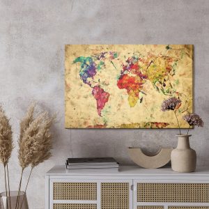 Peinture sur toile Carte Du Monde Vintage – Image 3