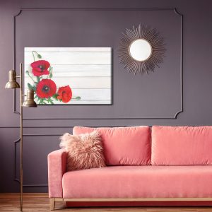 Peinture sur toile Coquelicots Rouges Sur Fond De Planches Lumineuses – Image 4