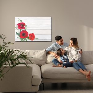 Peinture sur toile Coquelicots Rouges Sur Fond De Planches Lumineuses – Image 7