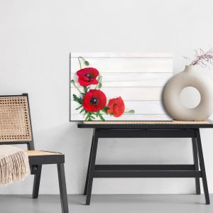 Peinture sur toile Coquelicots Rouges Sur Fond De Planches Lumineuses – Image 6