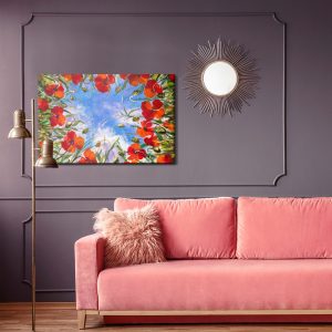 Peinture sur toile Vue De Dessous Des Coquelicots Rouges Peints – Image 4
