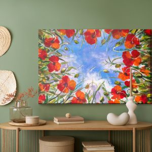 Peinture sur toile Vue De Dessous Des Coquelicots Rouges Peints – Image 5