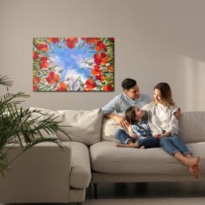 Peinture sur toile Vue De Dessous Des Coquelicots Rouges Peints – Image 7