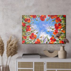 Peinture sur toile Vue De Dessous Des Coquelicots Rouges Peints – Image 3