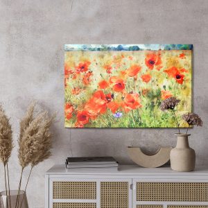 Peinture sur toile Coquelicots Aquarelles Dans Le Pré – Image 3
