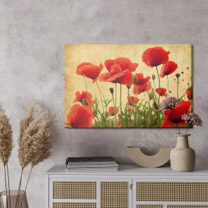 Peinture sur toile Coquelicots Sauvages Vintage – Image 3