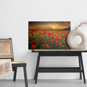 Peinture sur toile Champ De Coquelicots Au Coucher Du Soleil 3D – Image 6
