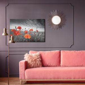 Peinture sur toile Coquelicots Sauvages Sur Un Pré Noir Et Blanc – Image 4