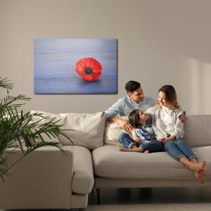Peinture sur toile Fleur De Pavot Sur Un Fond En Bois Bleu – Image 7