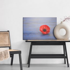 Peinture sur toile Fleur De Pavot Sur Un Fond En Bois Bleu – Image 6