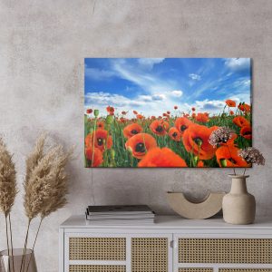 Peinture sur toile Coquelicots En Fleurs Dans Un Pré 3D – Image 3