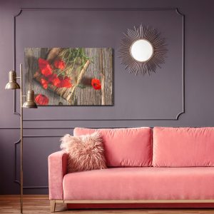 Peinture sur toile Coquelicots Sauvages Sur Fond De Planches De Bois – Image 4