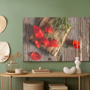 Peinture sur toile Coquelicots Sauvages Sur Fond De Planches De Bois – Image 5