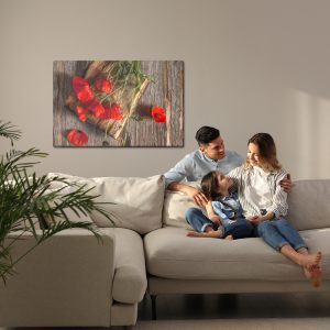 Peinture sur toile Coquelicots Sauvages Sur Fond De Planches De Bois – Image 7