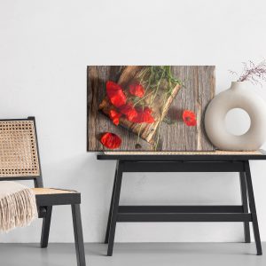 Peinture sur toile Coquelicots Sauvages Sur Fond De Planches De Bois – Image 6