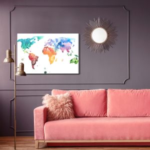 Peinture sur toile Carte Du Monde À L'aquarelle – Image 4