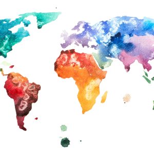Peinture sur toile Carte Du Monde À L'aquarelle – Image 1